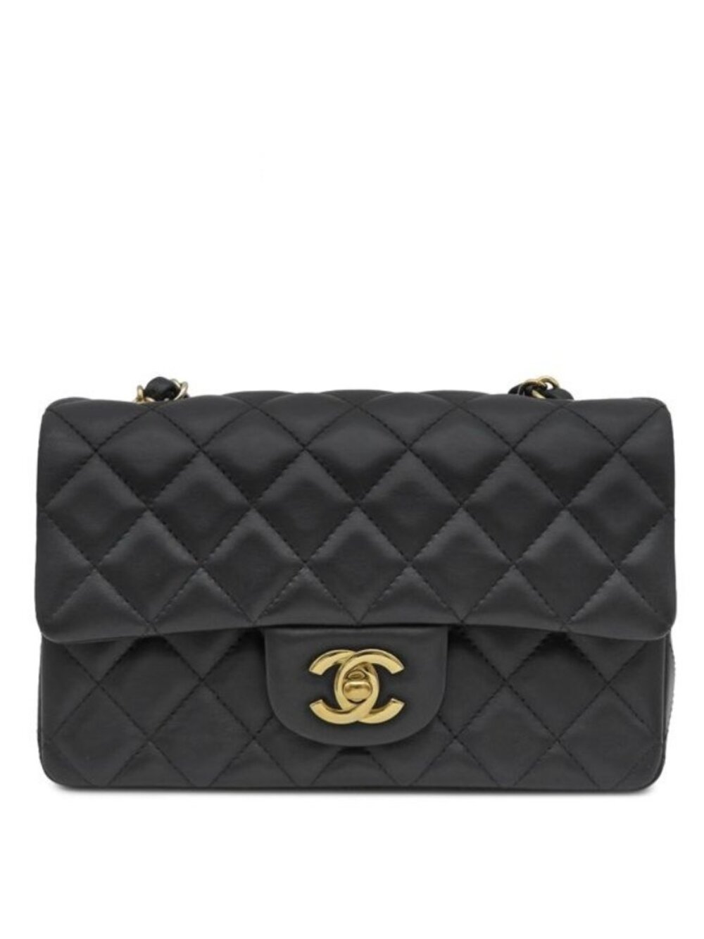 Chanel Shoulder Bag Mini Quilted 20 Lambskin Black Gold